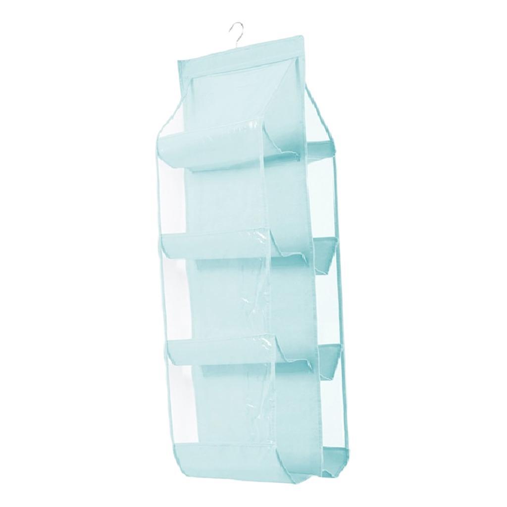 8 Storage Pockets Handbag Hanging Organizer Bag Collection Organizer Blue
