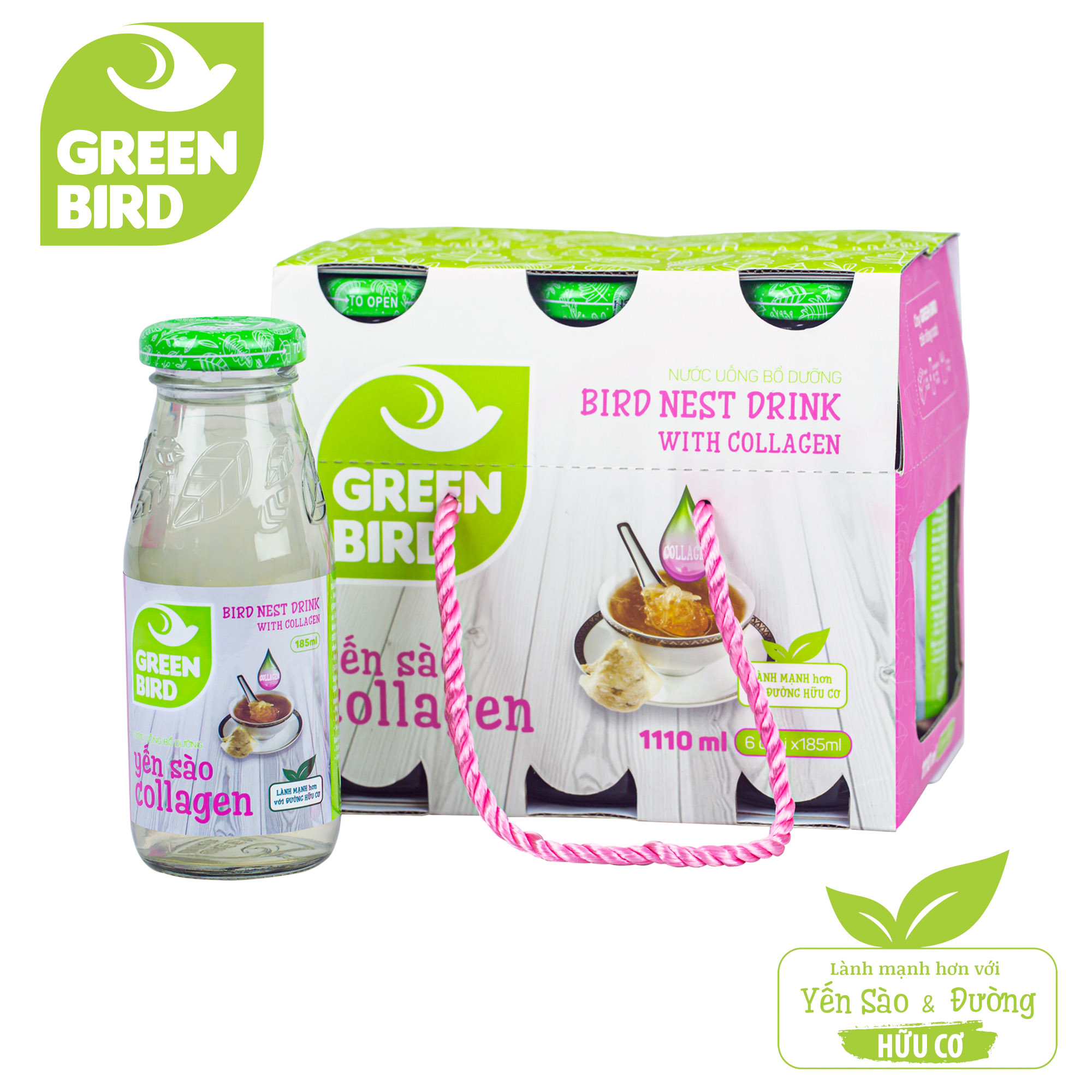 Lốc Green Bird - Nước Uống Bổ Dưỡng Yến Sào và Collagen - (6 chai*185ml)