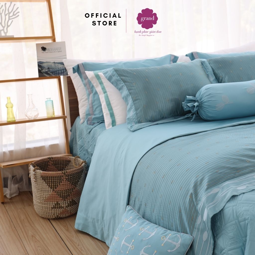 Vỏ chăn đông 100% cotton sateen by GRAND (Kích thước: 200x220), họa tiết trơn không thêu, đơn giản, sang trọng.