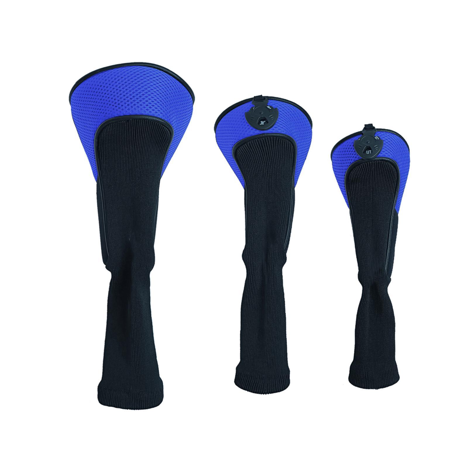 3Pcs Golf  Cover Driver Covers Club Headcover Guard Protector Blue