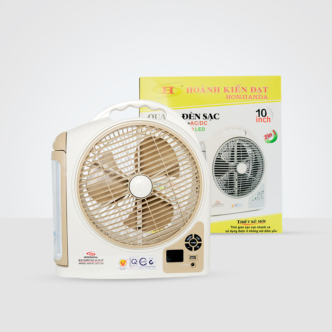 Quạt sạc tích điện Honjianda FL 223 - tích hợp đèn LED & cổng USB
