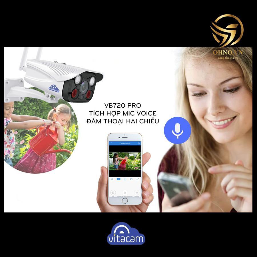 Camera IP Wifi Vitacam  ngoài trời VB720 Pro ban đêm có màu hàng chính hãng