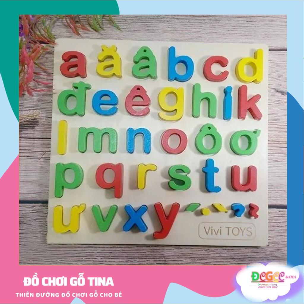 Bảng chữ cái thông minh gỗ chữ thường BẢNG CHỮ CÁI TIẾNG VIỆT, đồ chơi gỗ giáo dục cho bé từ 3 tuổi