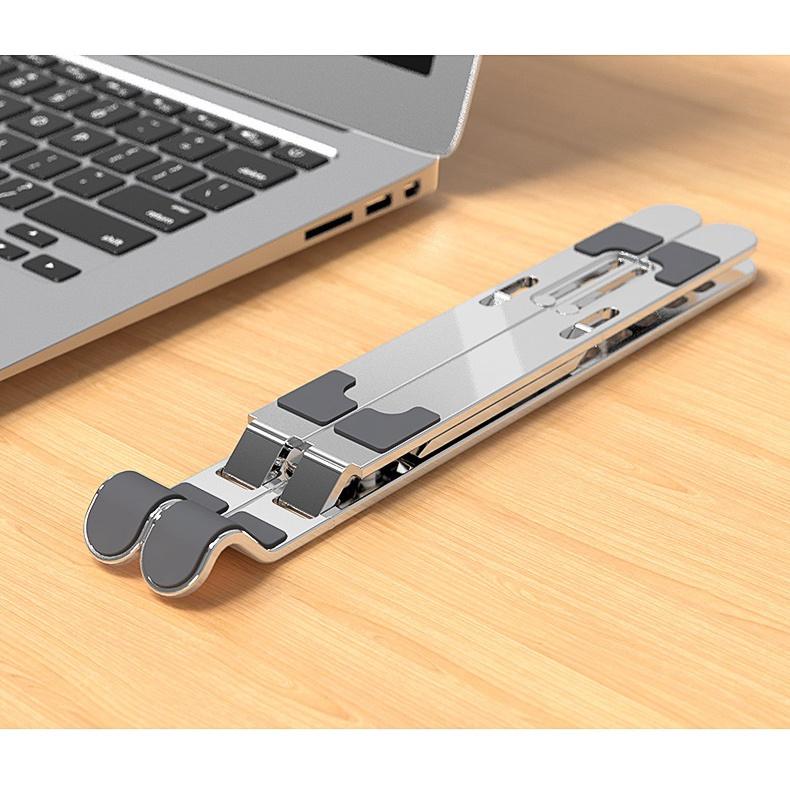 Kệ đỡ Laptop hổ trợ tản nhiệt có thể gấp gọn - giá kê Laptop MacBook bằng nhôm điều chỉnh độ cao.