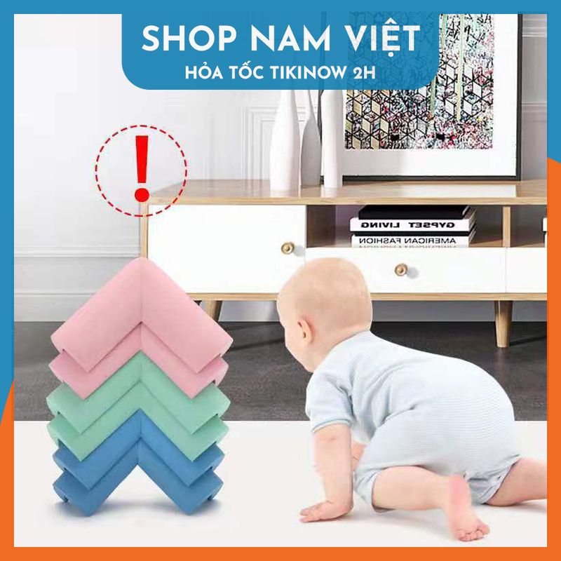 Set 4 Miếng Xốp Bọc Cạnh Bàn, Bịt Góc Tủ Bảo Vệ An Toàn Cho Bé