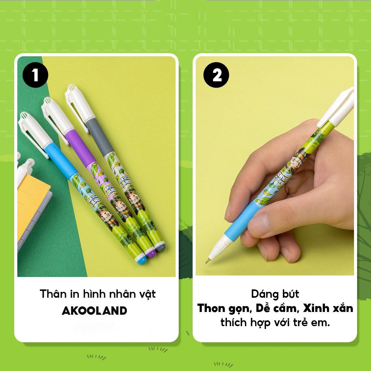 Hộp 20 Bút Gel 0.5 mm - Nhân Vật Akooland Tahi - Thiên Long Gel-012/AK - Mực Đen