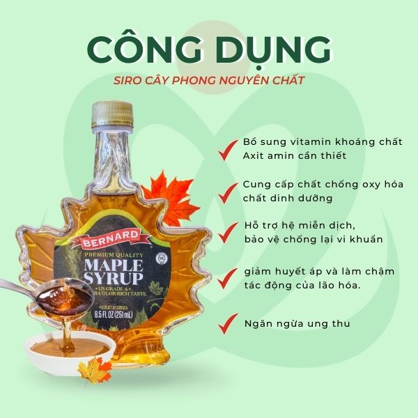 Siro cây phong nguyên chất BERNARD  - Pure maple syrup 100ml và 250ml