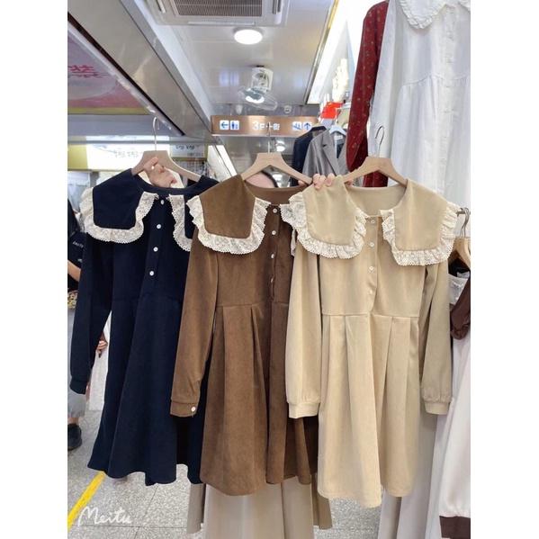 Váy bbd cổ bẻ pha ren