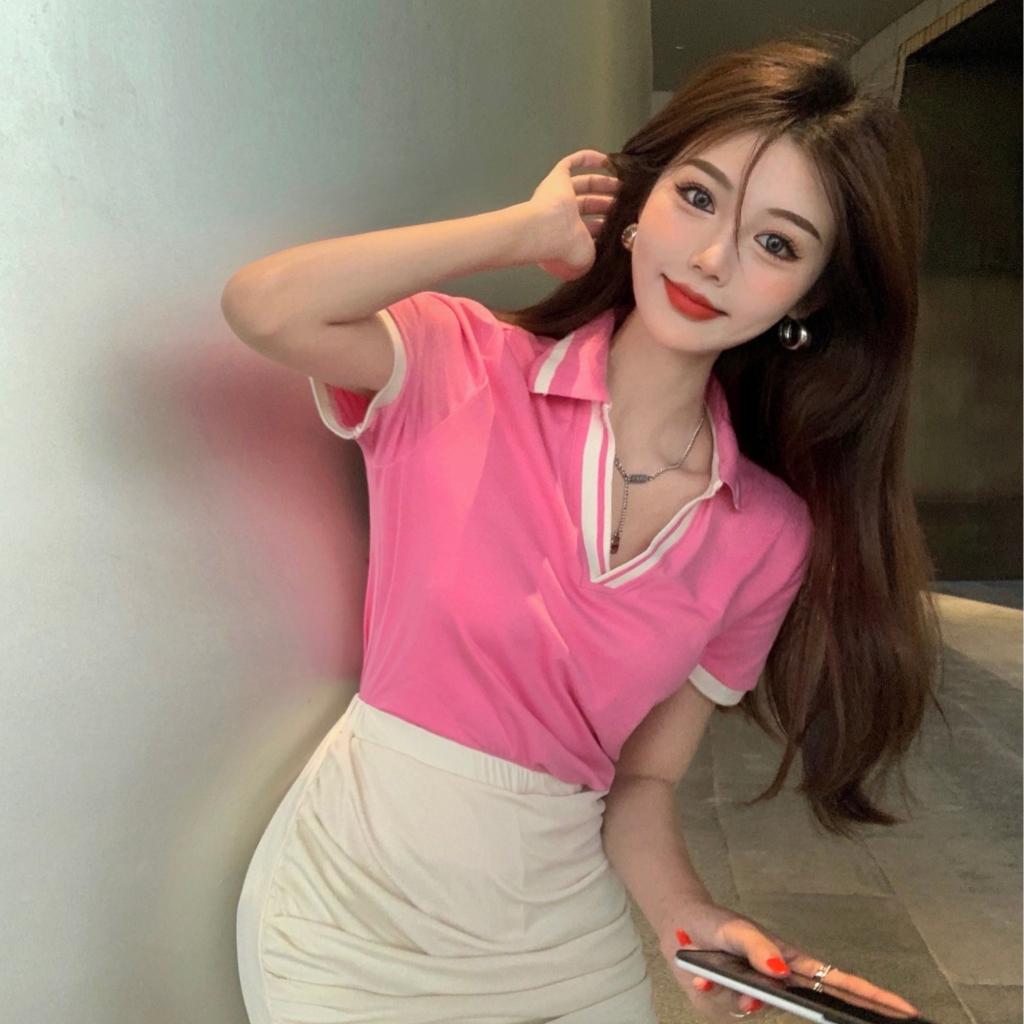 [L2M] Áo len Montoghi dệt kim CỔ V BẺ VIỀN dáng vừa thời trang đơn giản