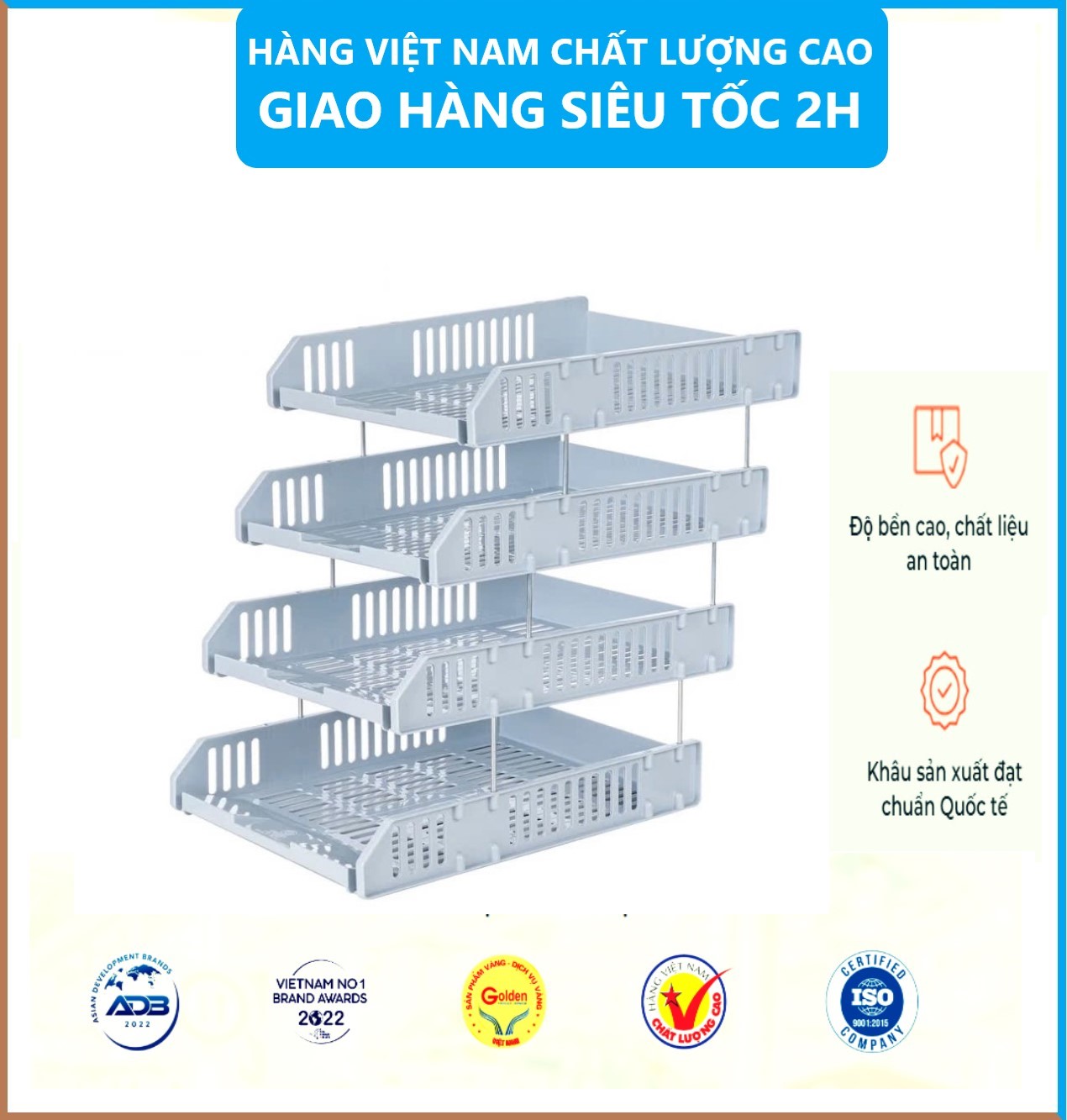 Khay Đựng Tài Liệu 3 Tầng 5683, Kệ Đựng Tài Liệu Văn Phòng Cao Cấp, Khay A4 nhiều ngăn tiện dụng - Hàng Việt Nam