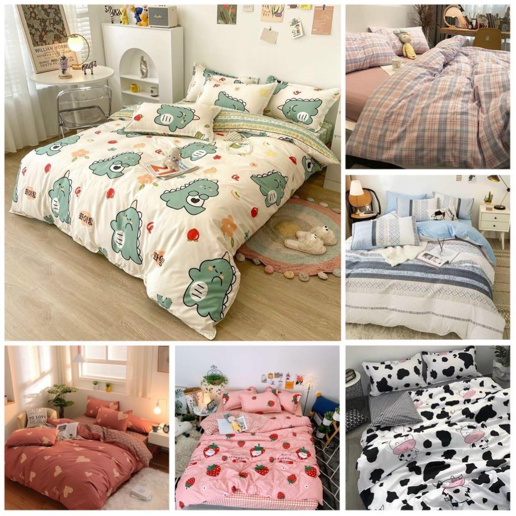 Bộ chăn ga gối Cotton poly kẻ Gosan Bedding chăn ga Hàn Quốc miễn phí bo chun drap ga giường