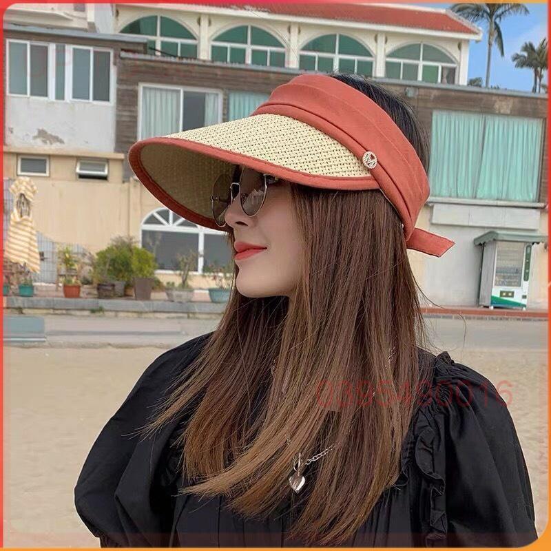 Mũ cói lưỡi trai Chống Nắng Tia Uv nửa đầu Vành rộng Nón hở chóp thời trang nhiều màu cho phái đẹp Phong cách hàn quốc