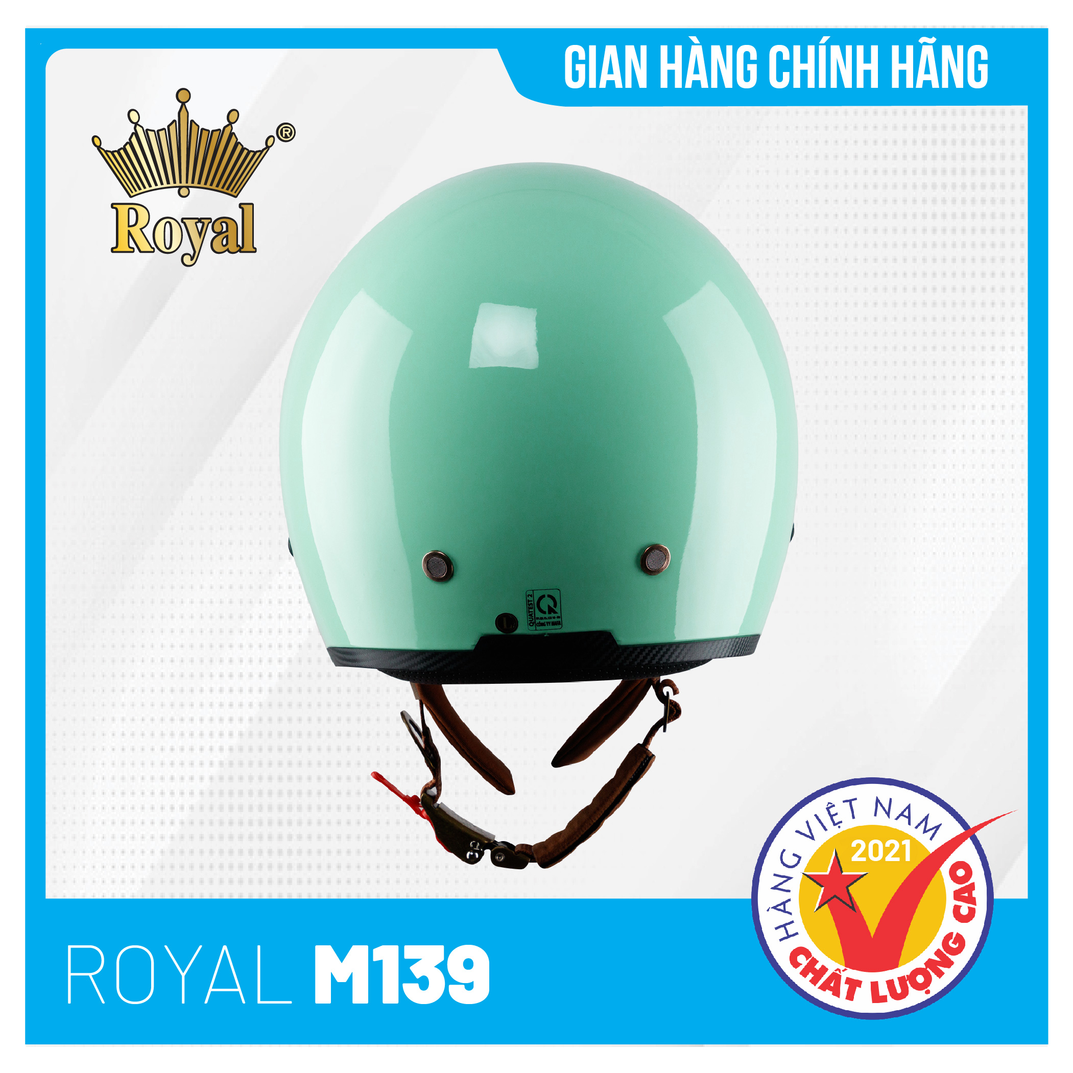 Nón bảo hiểm Royal M139 Kính Âm Trơn Sành Điệu, Trẻ Trung, Thời Thượng - Xanh Ngọc Bóng - Size M