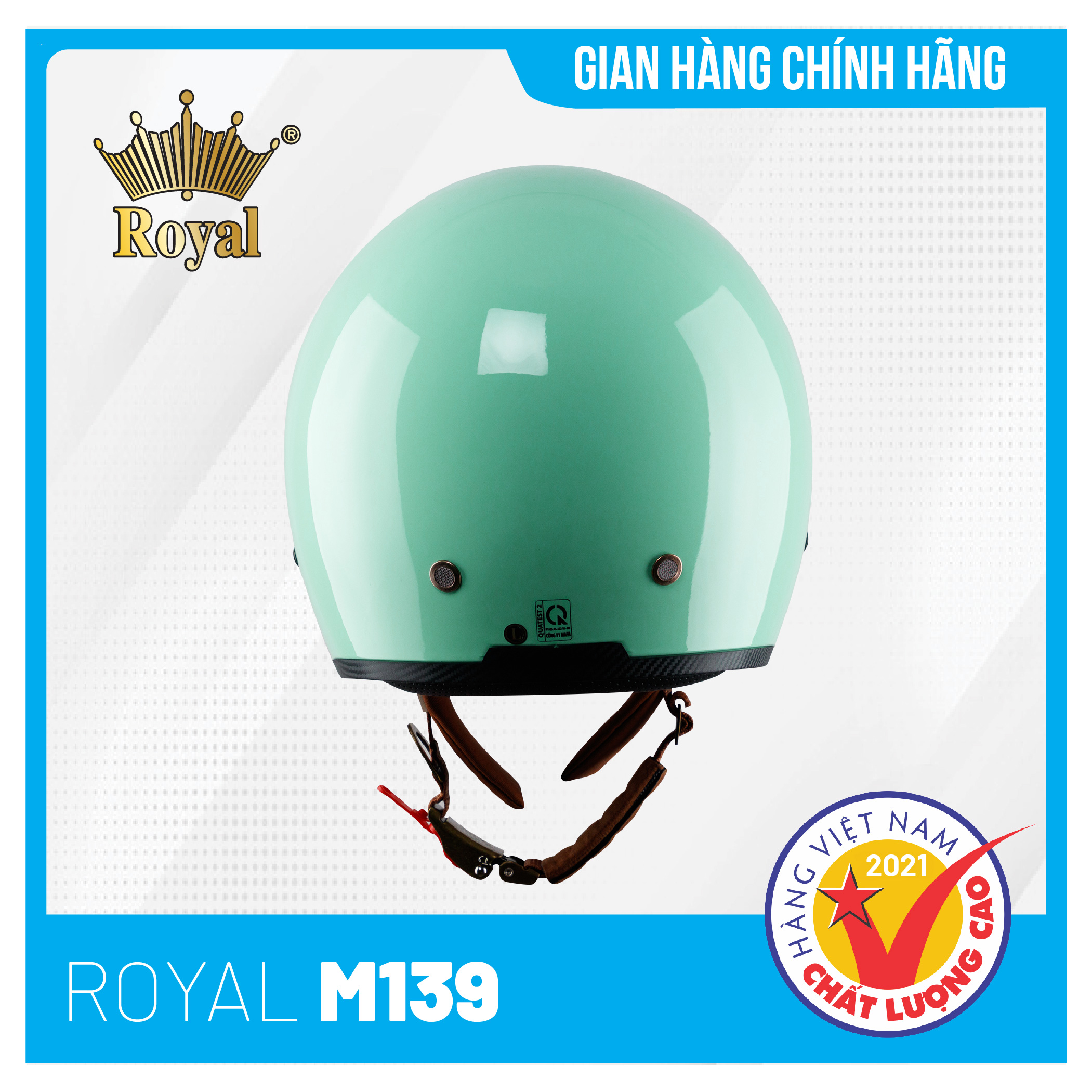 Nón bảo hiểm Royal M139 Kính Âm Trơn Sành Điệu, Trẻ Trung, Thời Thượng - Xanh Ngọc Bóng - Size XL