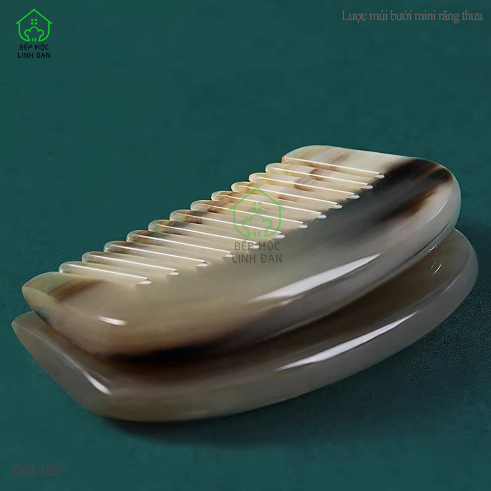 Lược Sừng Múi Bưởi Mini Răng Thưa Bỏ Túi Tiện Dụng