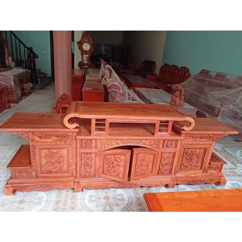 Kệ tivi hàm ếch gỗ hương đá vip khuân 4 ván 2