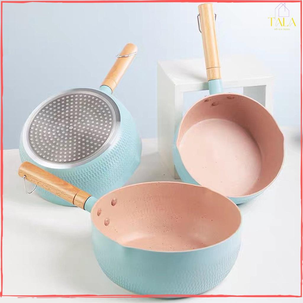 Chảo Chống Dính 18cm Đáy Sâu Kiểu Nhật - Chảo Chống Dính Chiên Xào, Nấu Bột Cho Bé Tay Cầm Gỗ