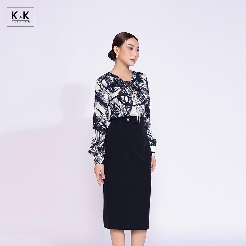 Chân Váy Công Sở Dáng Suông Dài Qua Gối K&amp;K Fashion CV05-01 Chất Liệu Tuyết Mưa