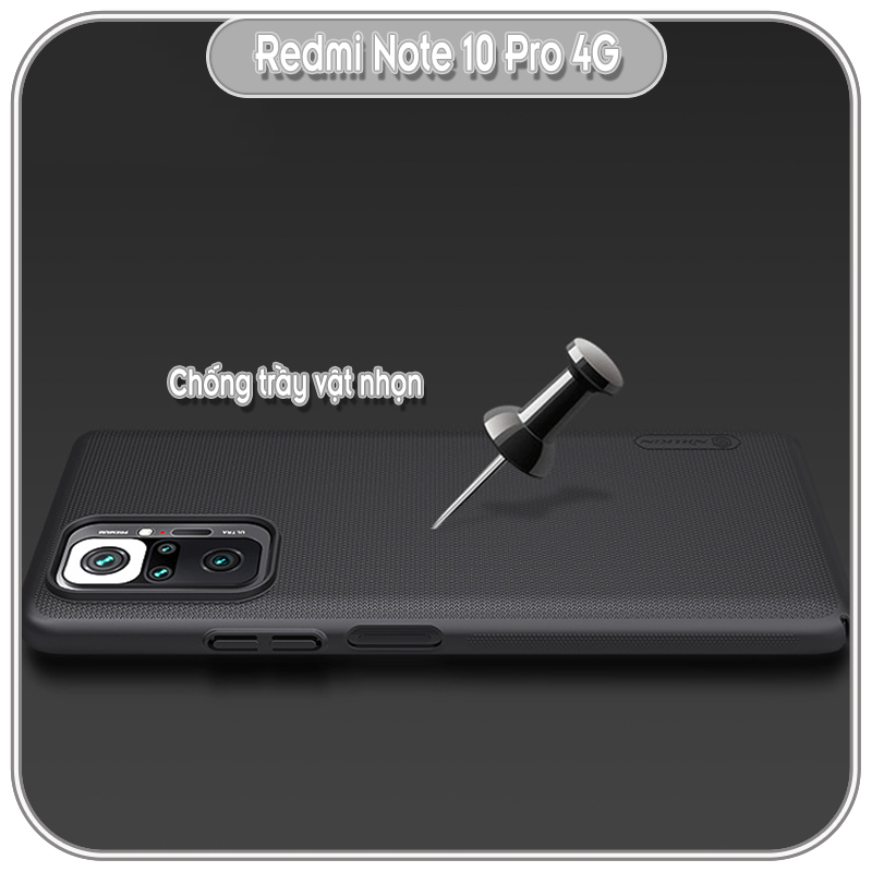 Ốp lưng cho Xiaomi Redmi Note 10 Pro 4G Frosted Shield nhựa PC cứng Nillkin , Vân nhám , chống vân tay - Hàng nhập khẩu