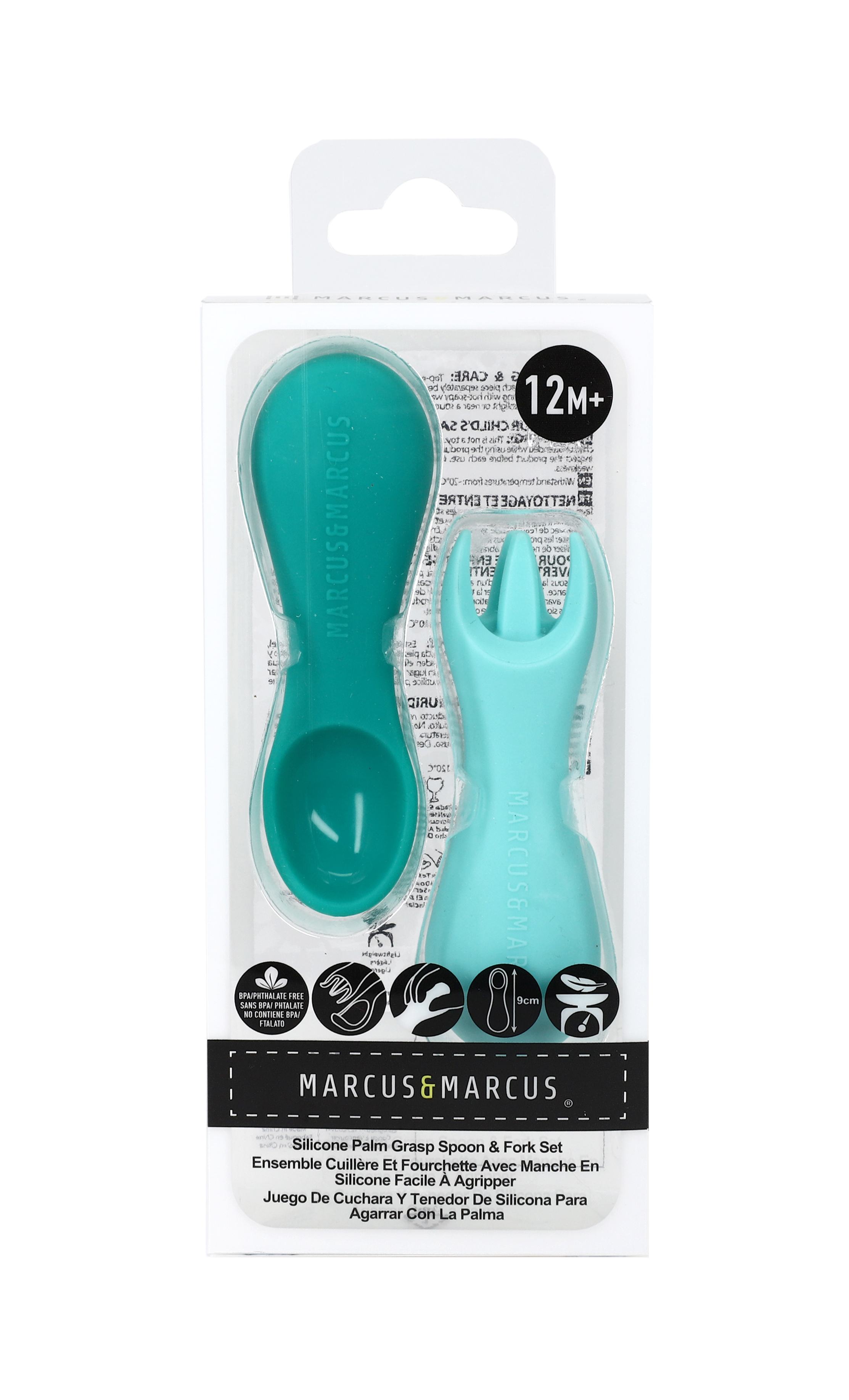 Bộ thìa nĩa tập ăn silicon cho bé Palm Grasp Marcus &amp; Marcus, từ 12 tháng - Ollie