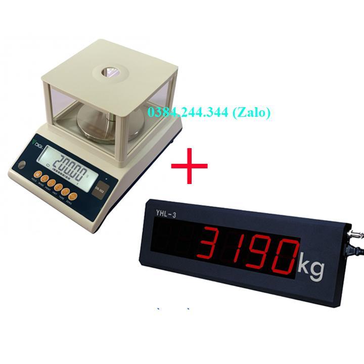 Bộ sản phẩm cân điện tử kỹ thuật 2 số lẻ Digi DS mức cân tối đa 600g, độ chia 0.01g kết nối với màn hình hiển thị phụ