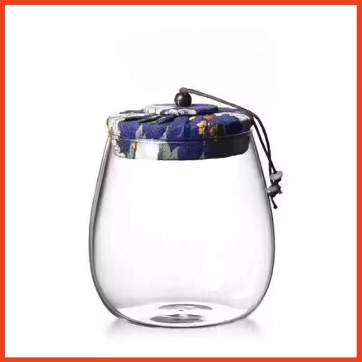 Lọ thủy tinh bằng nắp vải 600ml