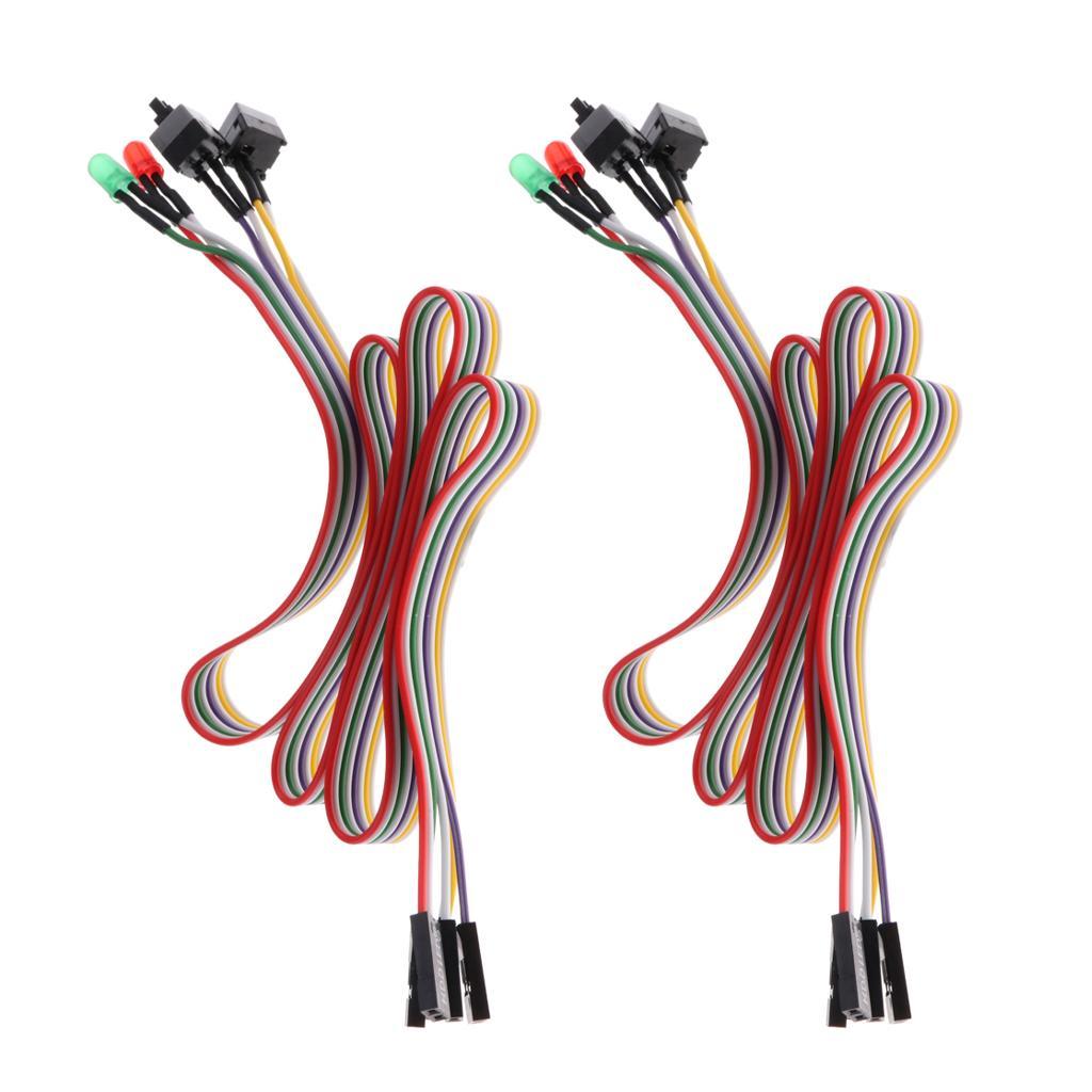 2x Power Supply Cord Replacement Reset LED Wire Kit for ATX Case Front Bezel