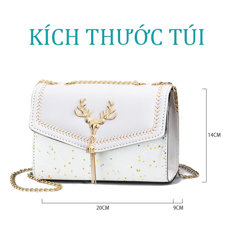Túi Đeo Chéo Nữ Sừng Tuần Lộc Màu Trắng