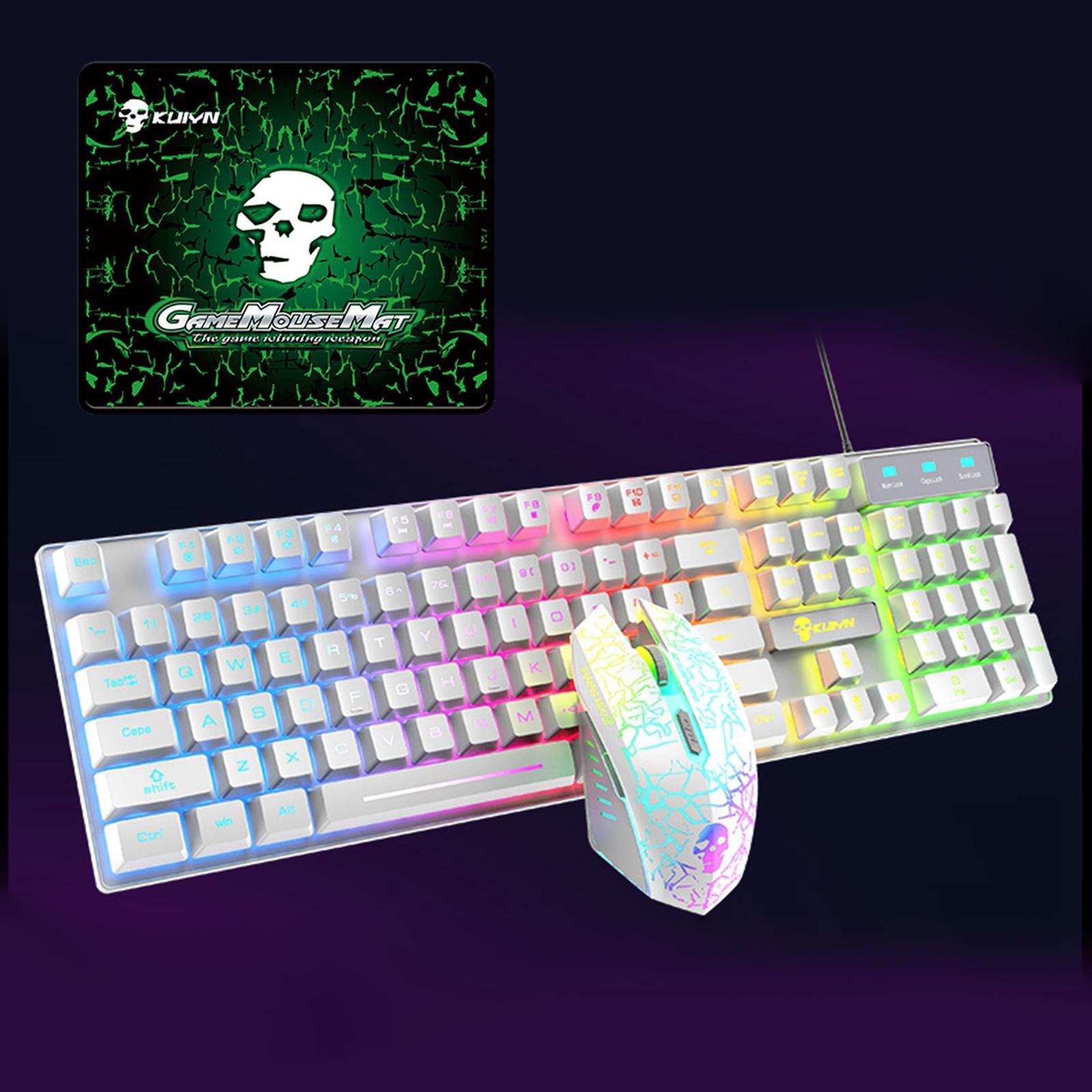 Gaming Wired RGB Backlit Keyboard Mouse Combo Mechanical Feeling, Compact 104 Keys