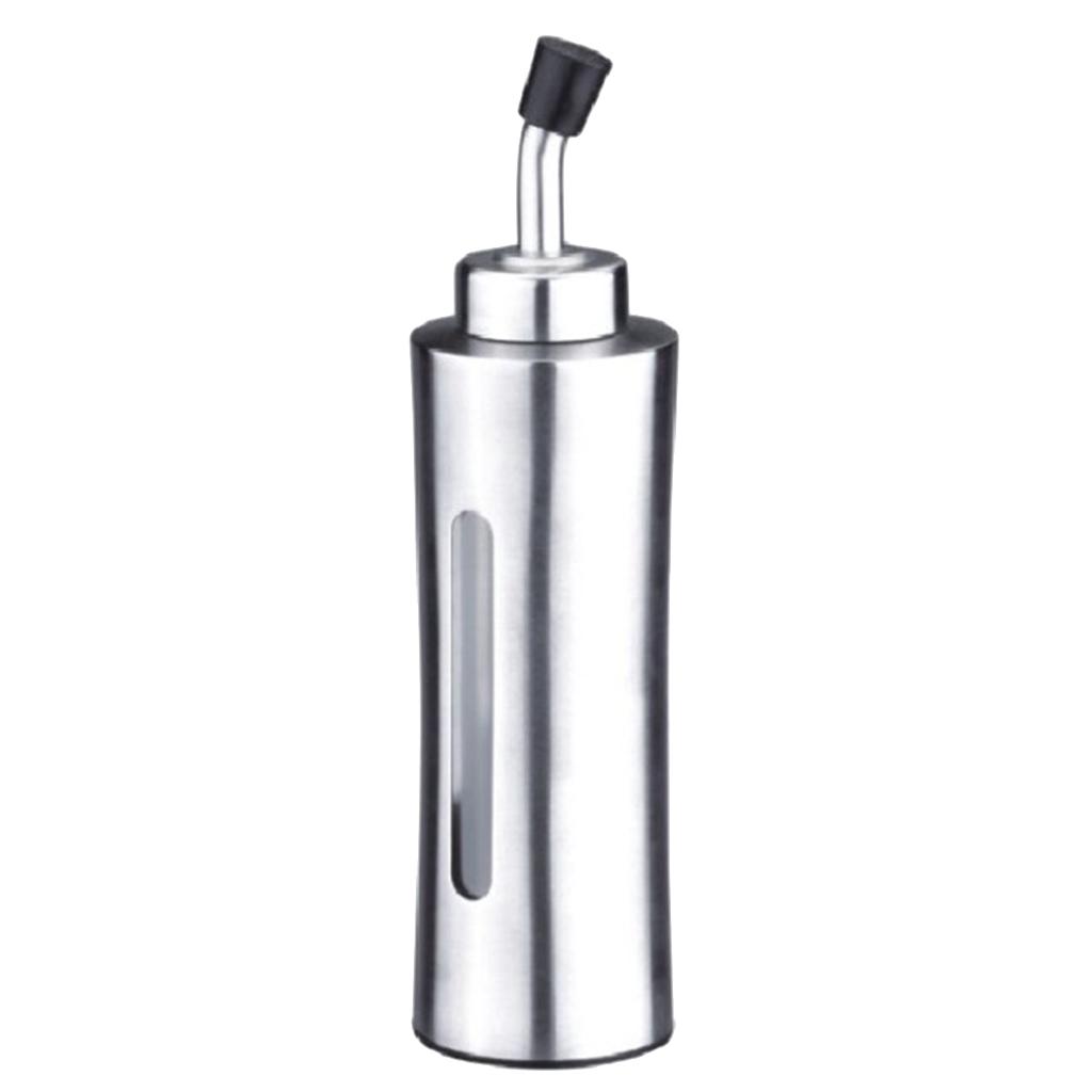 Stainless Steel Oil Vinegar Cruet Clear Glass Bottle Sealed Cap 240ml