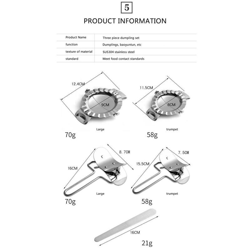 Stainless Steel Dumpling Maker Tool Sets, Dumpling Skin Maker, Pasta Cutter Press Mold and Stuffing Spoon Kitchen Accessories