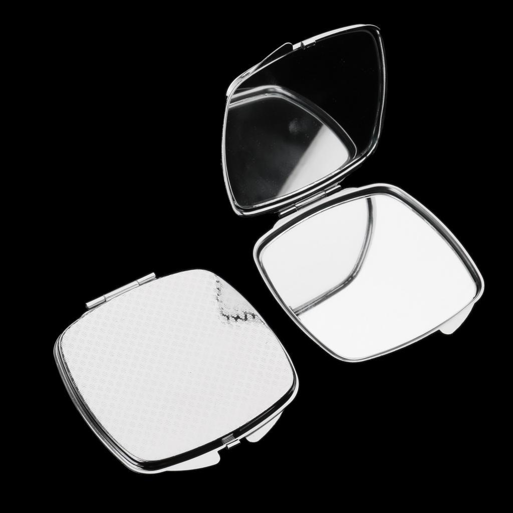 2Pcs Fashion Lady Fold Compact Mirror Cosmetic Travel Makeup Portable Sliver