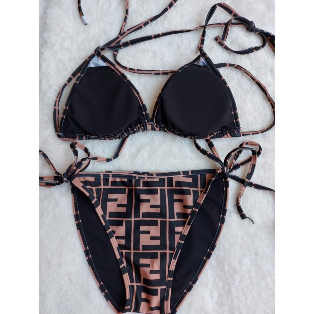 freeship Bikini hai mảnh sexy tam giác nâu họa tiết chữ z đẹp ( Hàng loại 1)