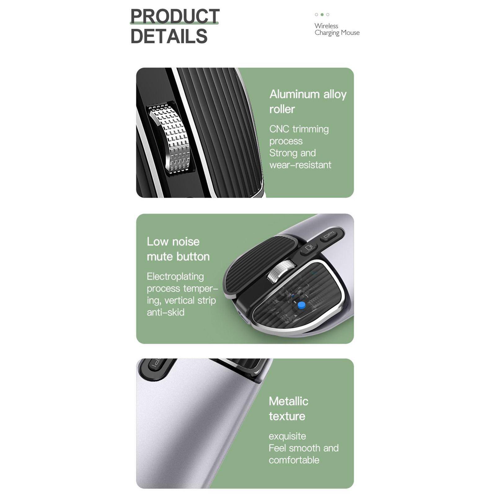 2.4G USB Wireless Bluetooth 5.0 Mice Mouse for Laptop