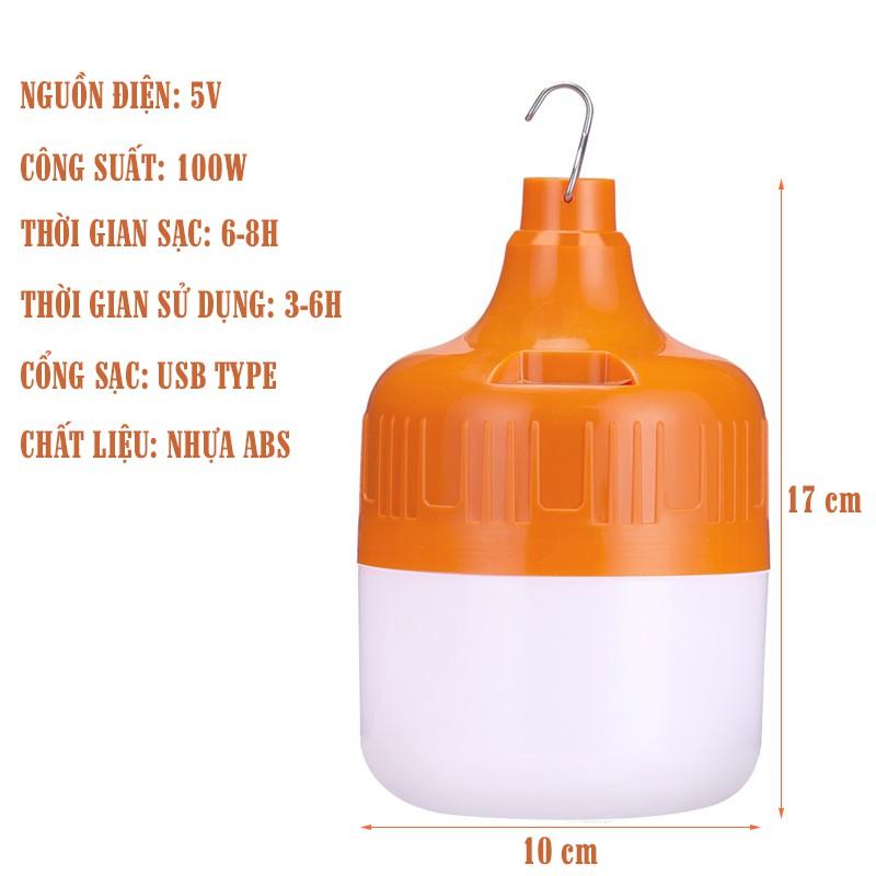 Đèn sạc tích điện - Bóng đèn tích điện 3 chế độ sáng công suất 100W