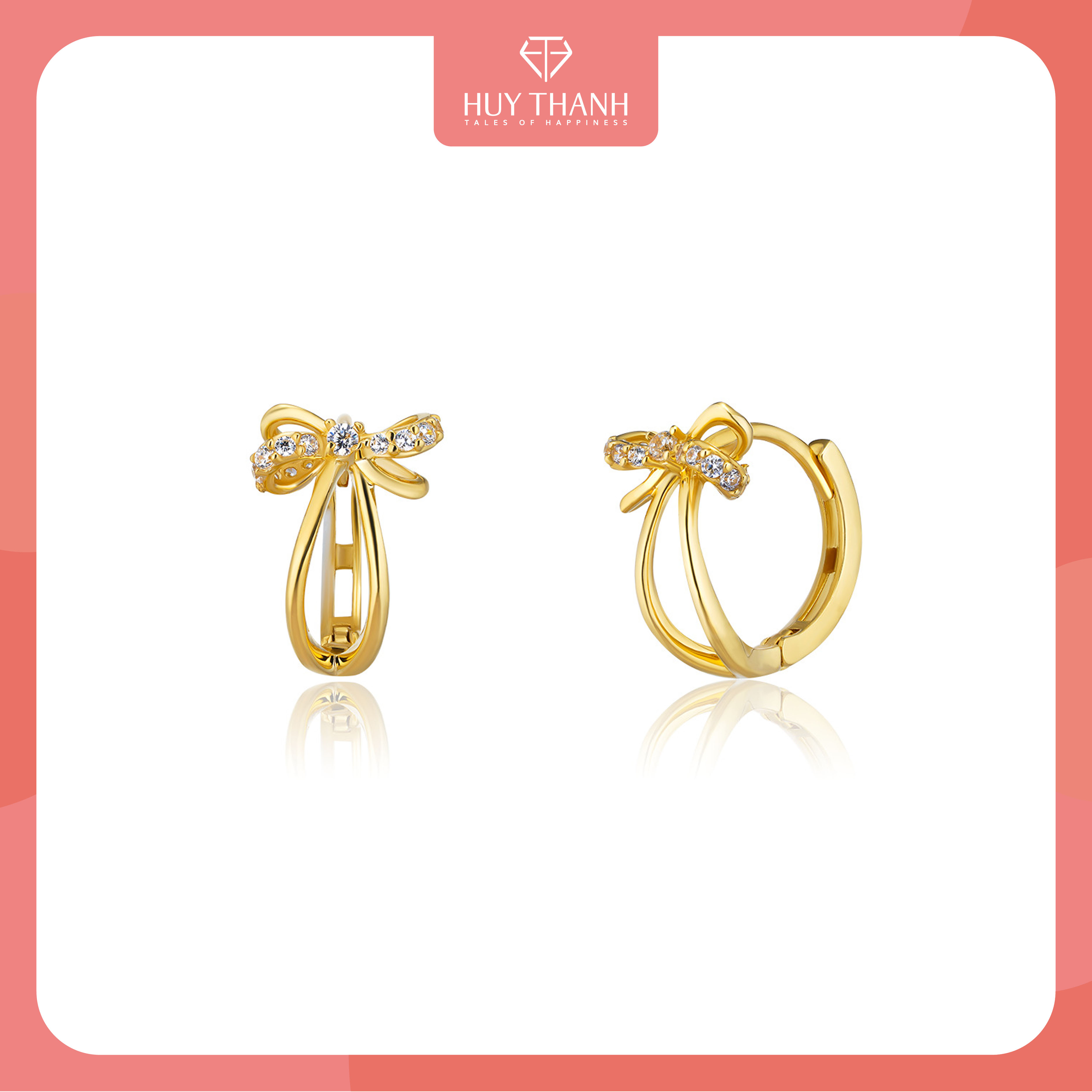 Bông Tai Nữ Vàng 14K BT446 Huy Thanh Jewelry