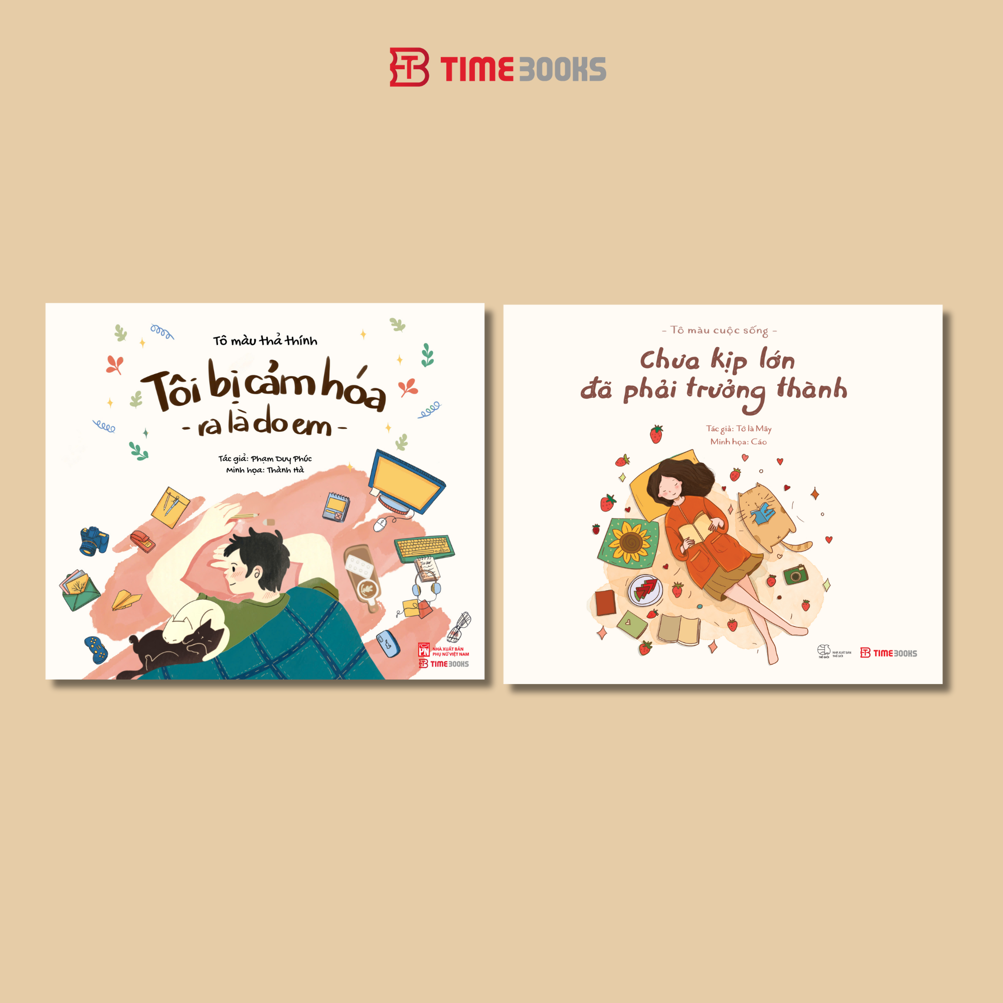 Combo 3 cuốn sách tô màu Chưa Kịp Lớn Đã Phải Trưởng Thành + Tôi Bị Cảm Hóa Ra Là Do Em + Hiên Nhà Chắn Hết Mưa Giông