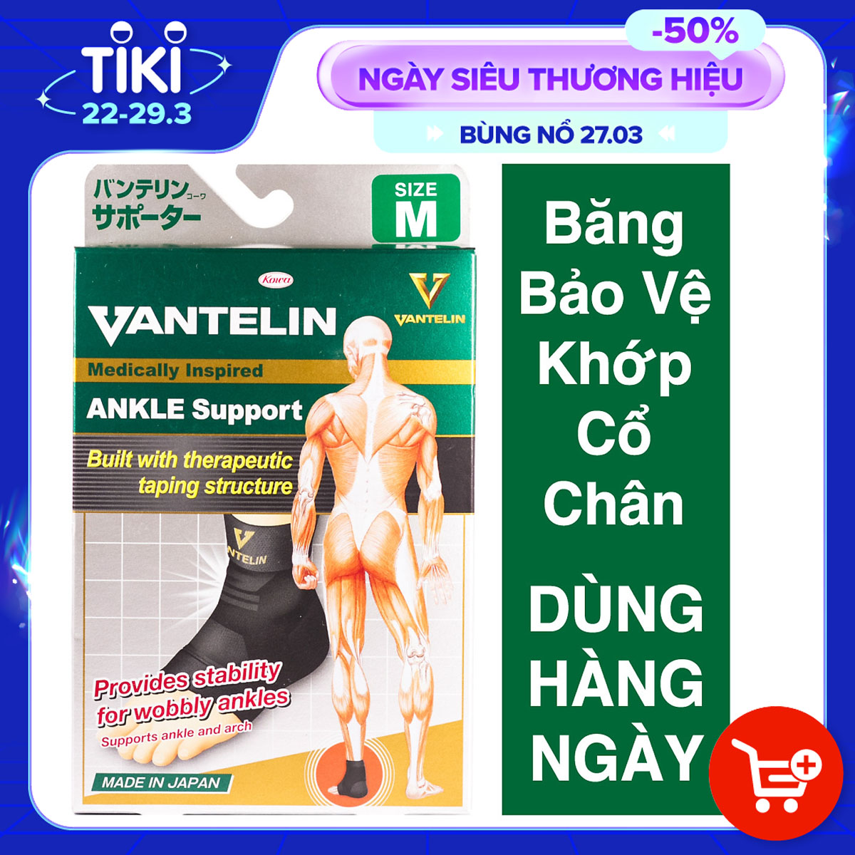 Băng Bảo Vệ Khớp Cổ Chân Vantelin Ankle Support size M