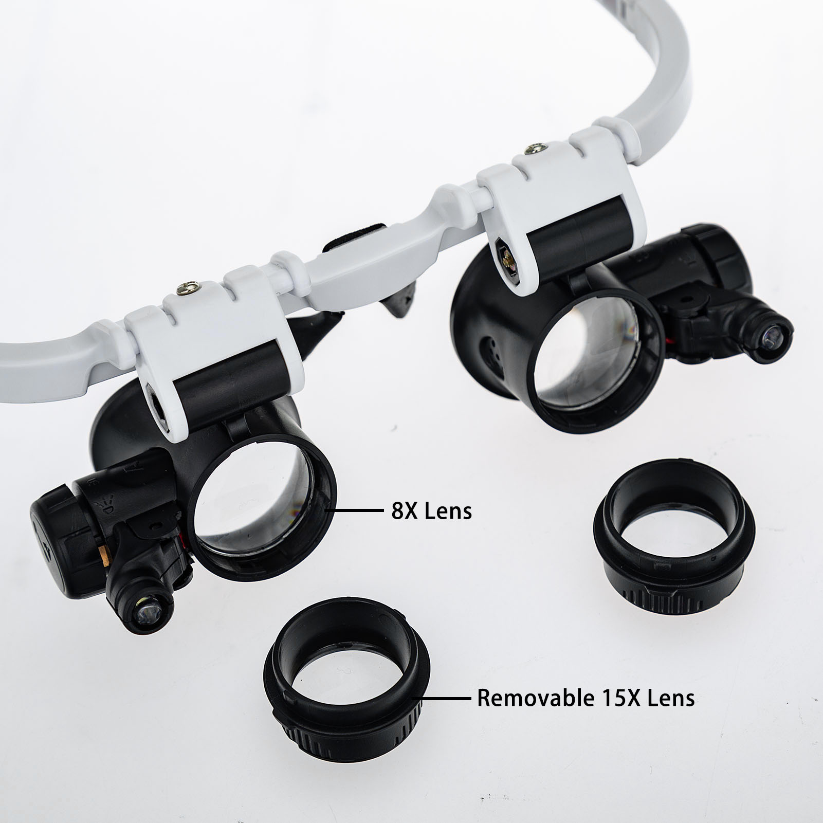 Loupe Magnifier Glasses Head Mount with LED Light Adjustable Glasses Bracket Watch Repair Magnifier for Mechanical