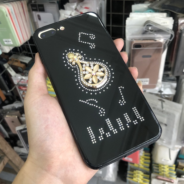 Ốp lưng silicon chống sốc đính đá, viền màu iPhone 7 plus