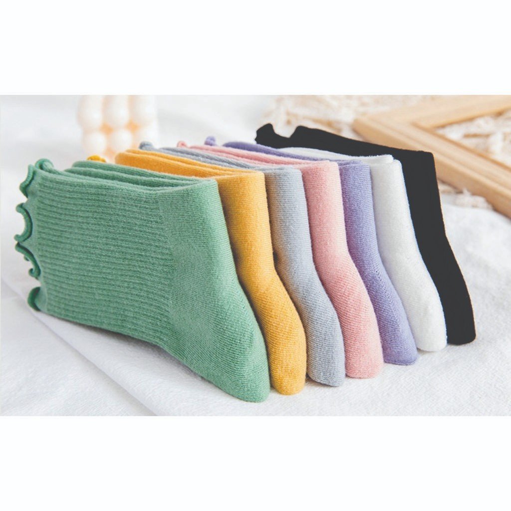 Tất, vớ nhún cổ bèo nữ cao cổ phong cách Vintage Hàn Quốc, hiệu MHAN cao cấp, chất liệu cotton, có nhiều màu