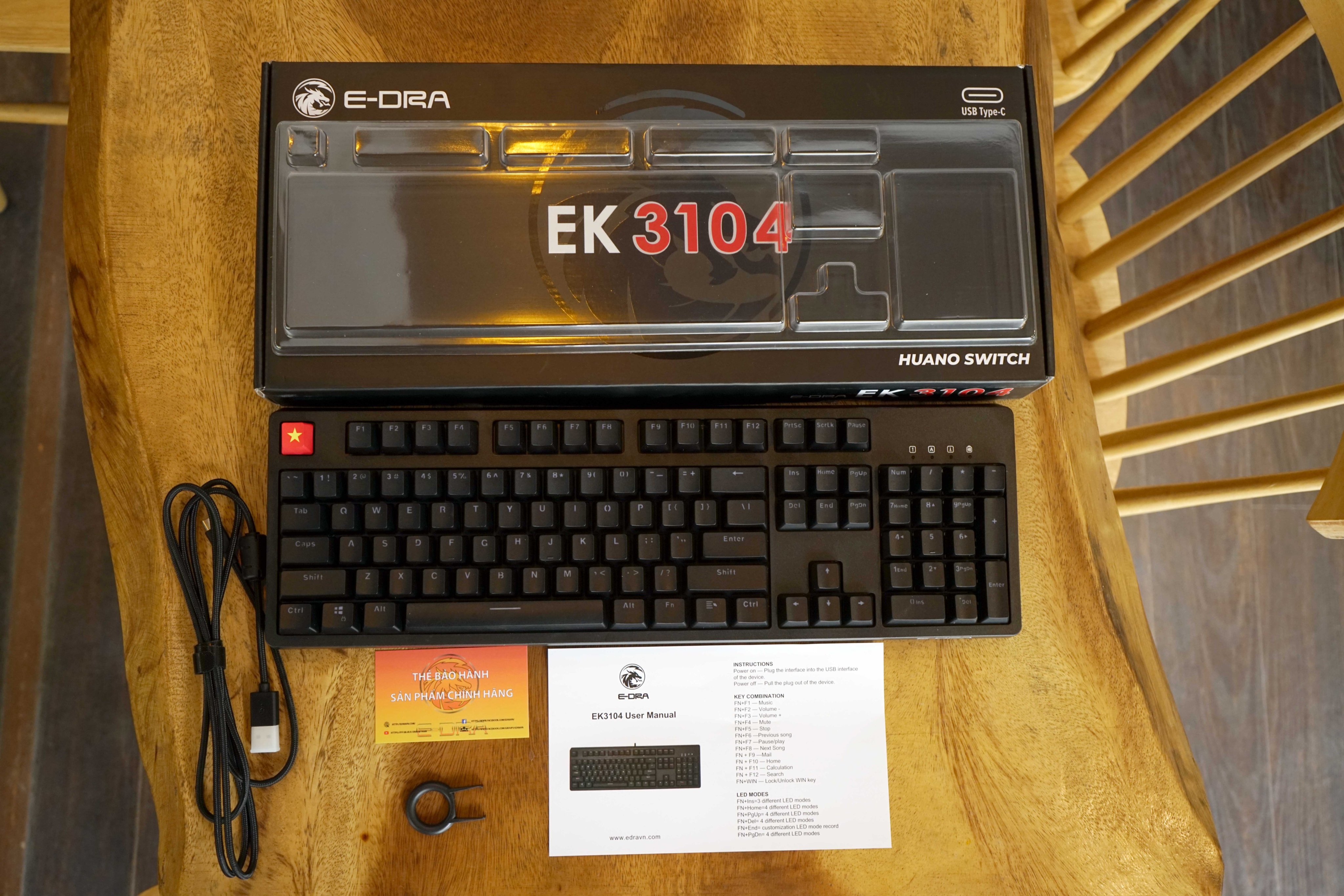 Bàn phím E-DRA EK3104 RGB (Blue Switch) - Hàng chính hãng