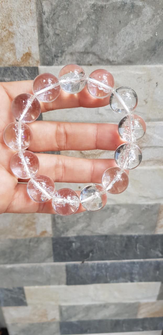 Vòng đeo tay Nam mệnh kim mệnh thủy đá thạch anh trắng tuyết tự nhiên mới đẹp lạ size 16mm 13 hạt đúng cung sanh nam đẹp sang tay tốt sức khỏe , công việc làm ăn ạ