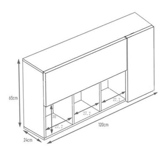 Tủ Sách Văn Phòng Treo Tường 4 Ngăn 2 Cánh Mở