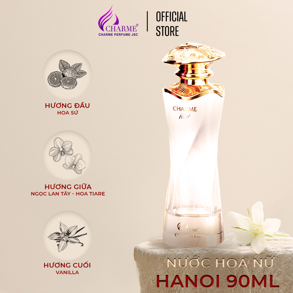 Nước hoa nữ cao cấp, Charme Hanoi, mùi hương hiện đại, và nét cổ điển của cô gái Hà Nội, 90ml