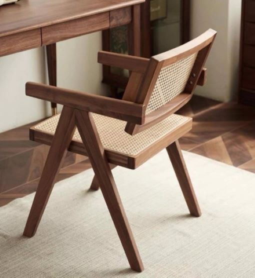 Ghế V Leg Jeanneret Đan Mây, mang phong cách cổ điển, sang trọng