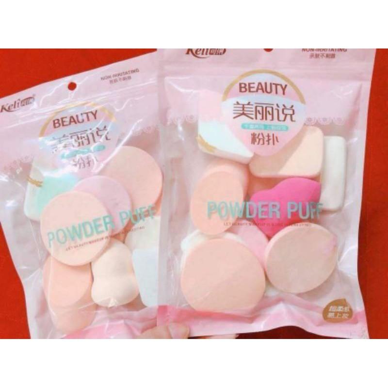 Bán sỉ 10 Bộ 13 bông phấn kem nền dẻo beauty powder puff