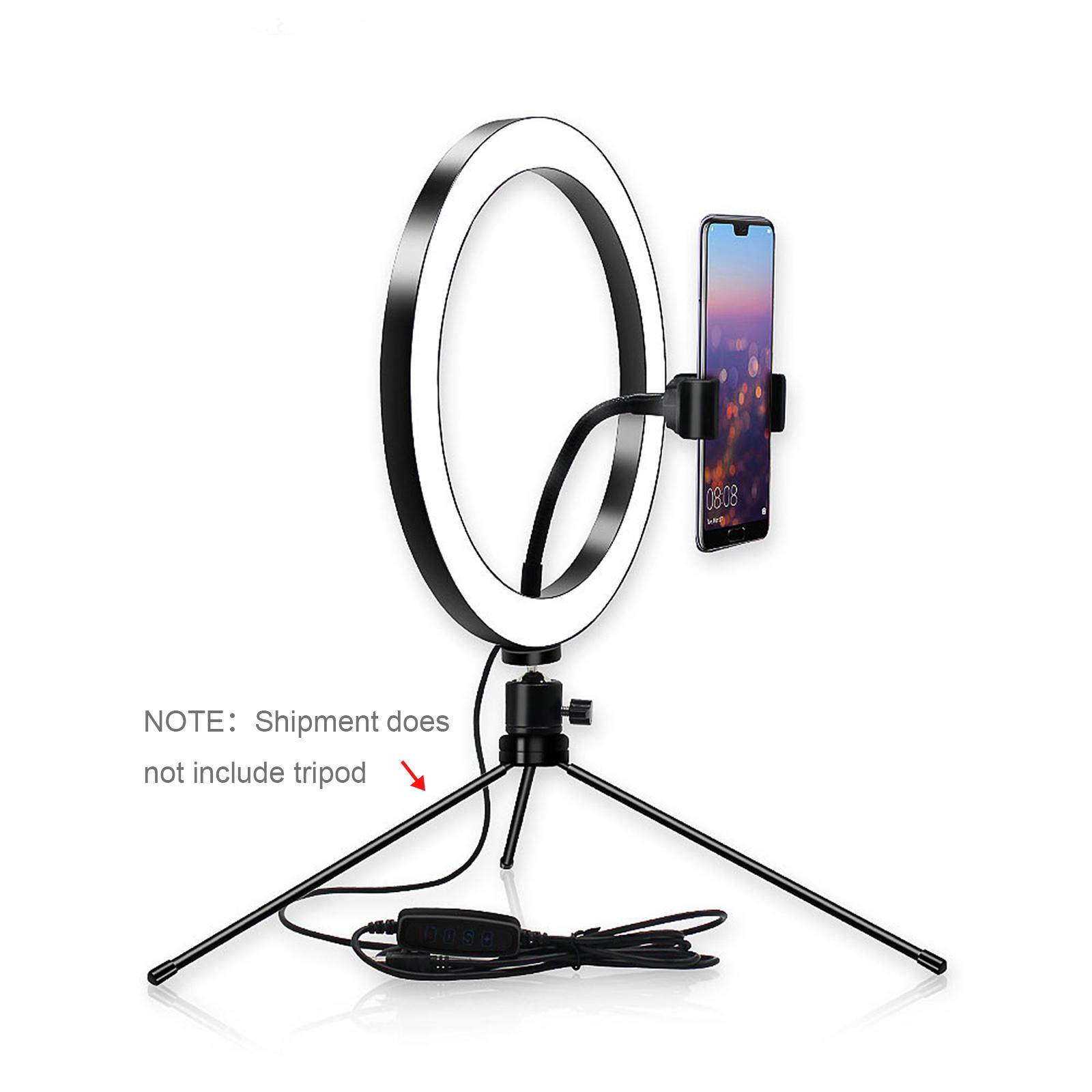 Đèn LED vòng 10in Đèn chụp ảnh Trang điểm có thể thay đổi độ sáng với ống kẹp điện thoại 10 mức Điều chỉnh độ sáng 3