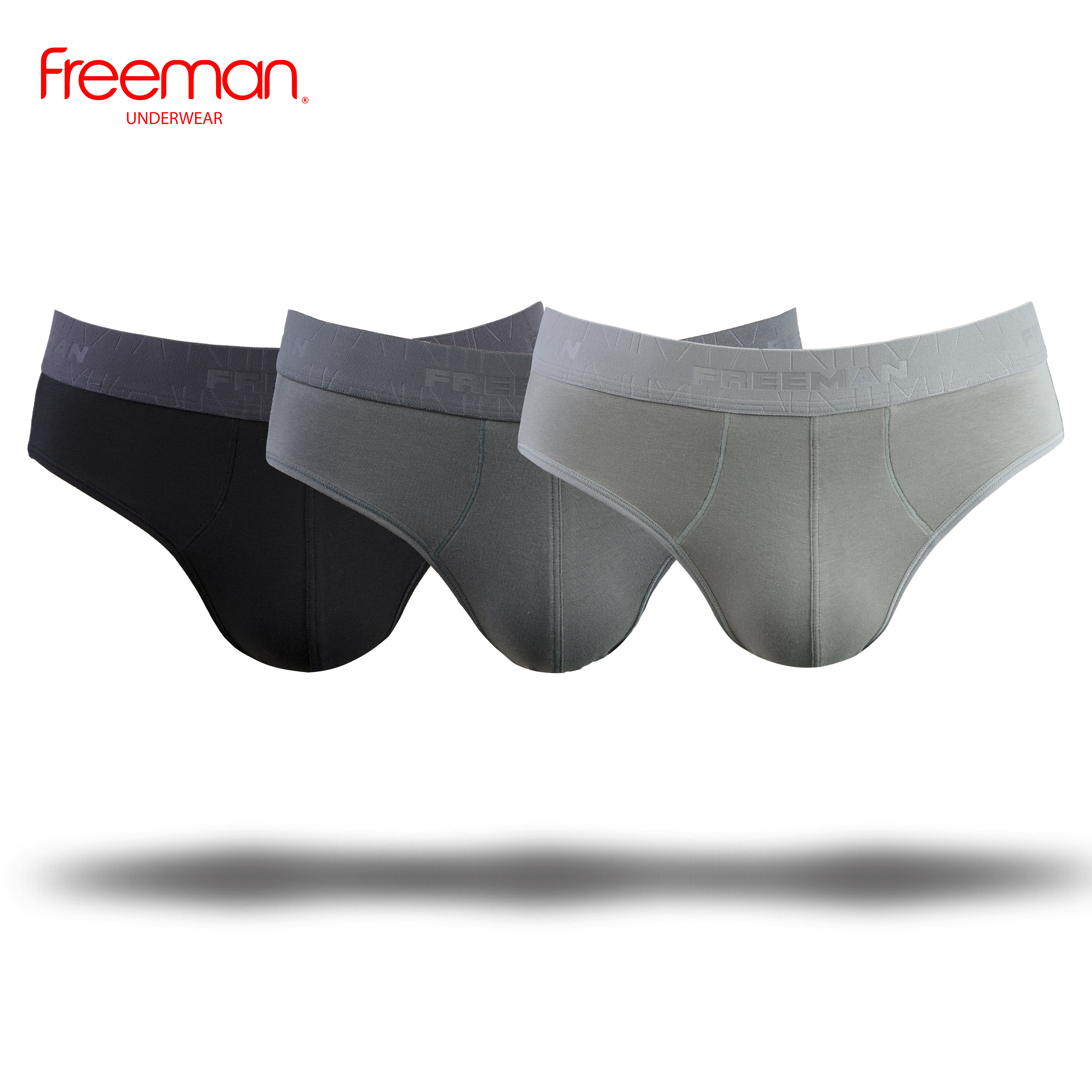 Combo 3 Quần lót nam Freeman chất liệu cotton spandex thấm hút mồ hôi tốt, thiết kế lưng bản lớn trẻ trung 6057
