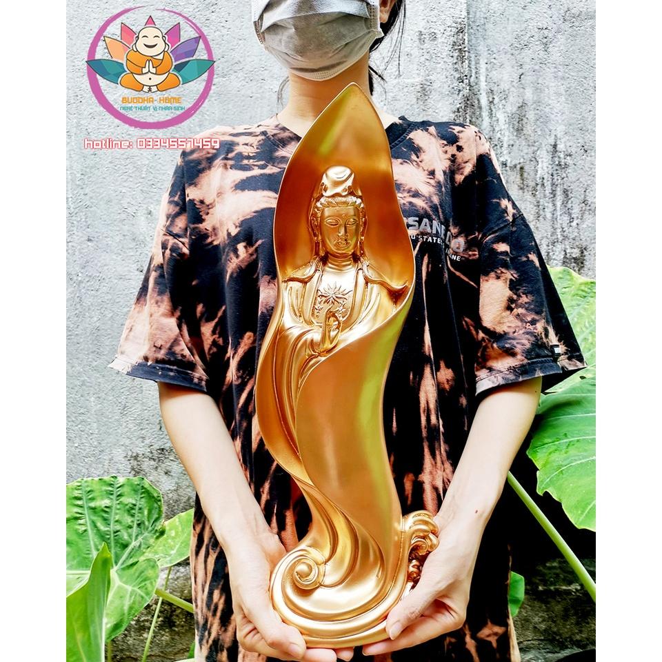 Tượng Mẹ Quan Âm cao 46cm màu vàng đồng gold trang trí nội thất nhà cửa- phong thủy- thờ cúng
